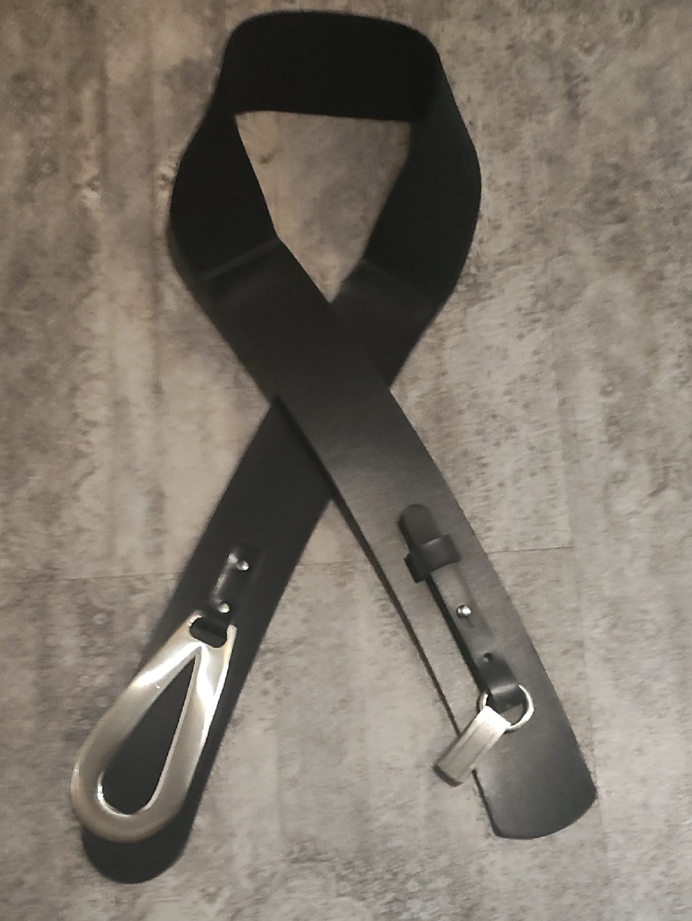Cleo's Adjustable Black Ladies Belt with Silver Hardware